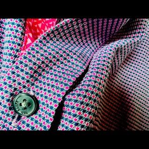 Ted Baker Endurance Men’s Button Down Pink Geometric Design, Sz 16, Flip Cuff